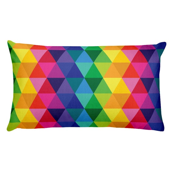 Rectangular Pillow - Throw Pillow - Colors of the Rainbow - Triangles