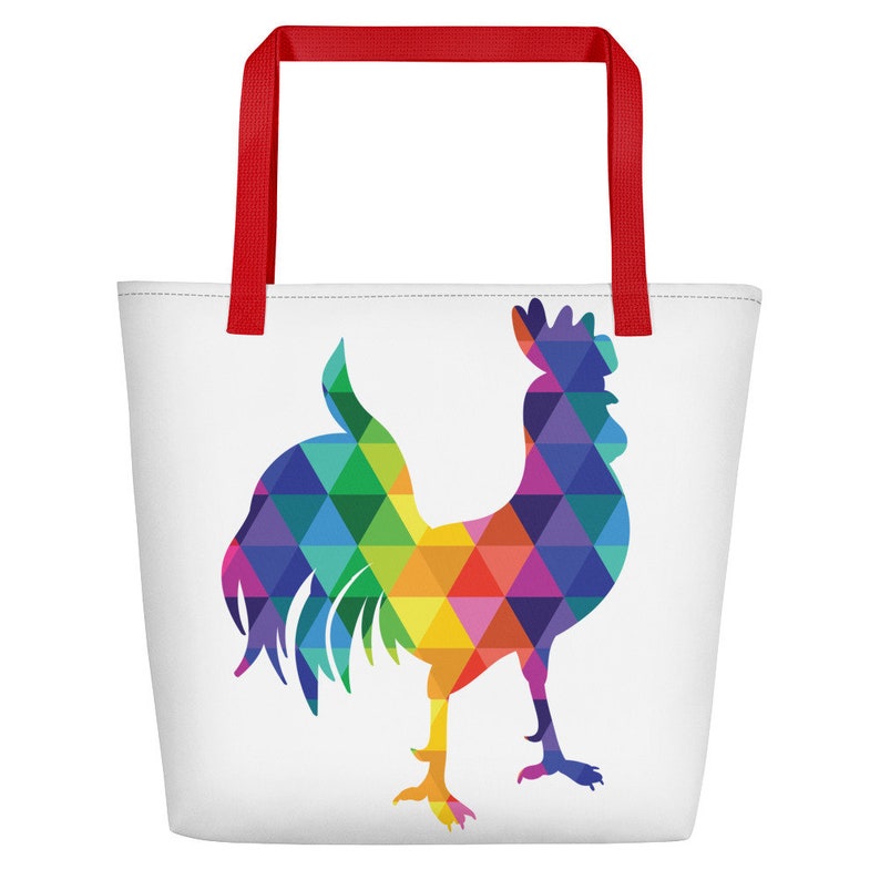 Tote Bag Colors Of The Rainbow The Rockin' Rooster Beach Bag Rainbow Rooster Gift 16 x 20 image 8