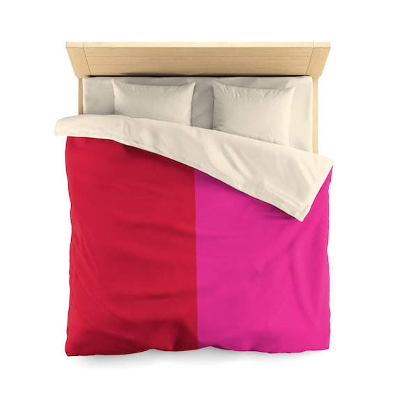 Red + Pink Two Toned Microfiber Duvet Cover