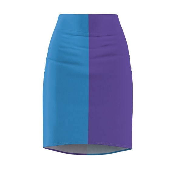 Blue + Purple Two Toned Women's Pencil Skirt