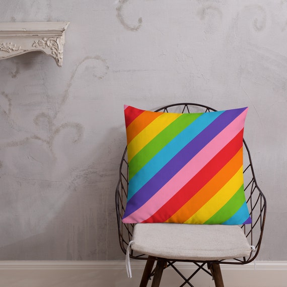 Rainbow Striped Premium Pillow