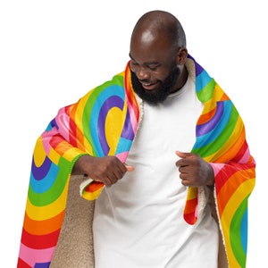 Rainbow Sherpa blanket