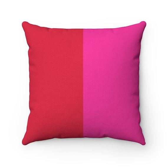 Red and Pink Two Toned Spun Polyester Square Pillow Case Only