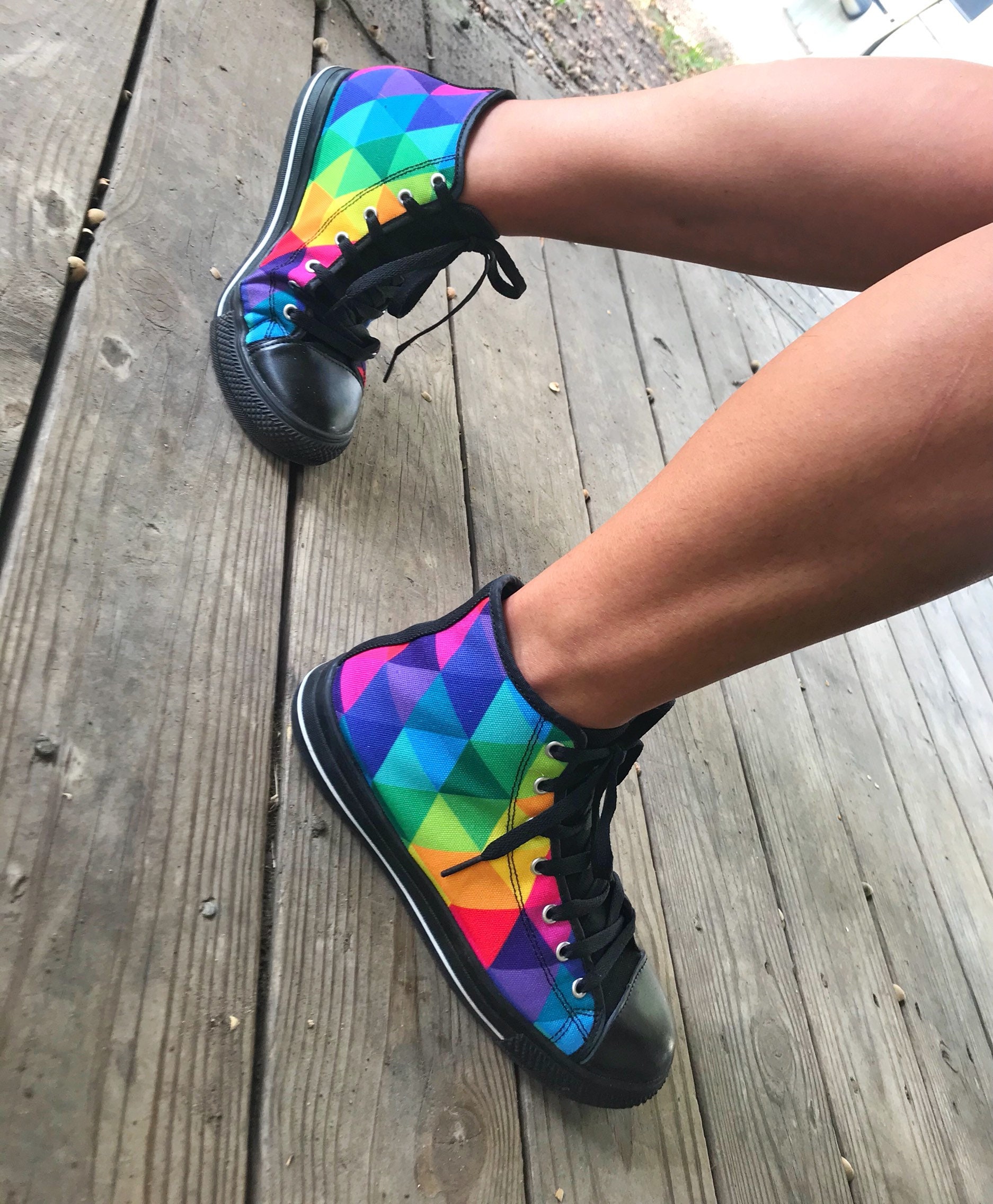 tang Mindre Barn WomenS HighTop Sneakers Colorful Rainbow Shoes Custom Canvas Design for Her  Your Magical Ruby Slippers