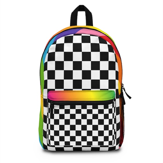 Colorful Checkered Backpack for School, Travel, or Daily Use, Trendy Bag for Students, Pride Events, Festivals