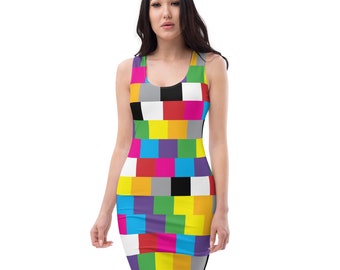 Dress - Multi Colored Pixel Block Collection - Fun for Everyone - Summertime Wear - Trendy Fashion