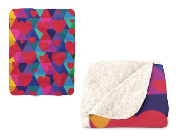 Hearts All Over Sherpa Fleece Blanket