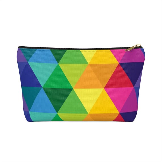 Accessory Pouch W TBottom Colorful Rainbow Geometric Pattern Purse Gift for Her