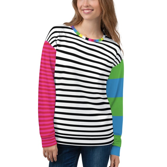 Colorful Striped Unisex Sweatshirt - Long Sleeve Multi colored Pullover Top