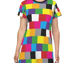 The Pixelated Collection - Multicolored All Over Print T-Shirt Dress