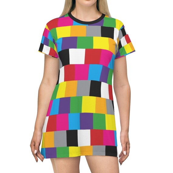 The Pixelated Collection - Multicolored All Over Print T-Shirt Dress