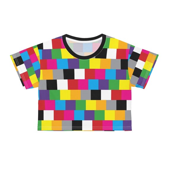 Crop Tee - Multi Colored Pixel Block Collection - Fun for Everyone - Cute Festival Top