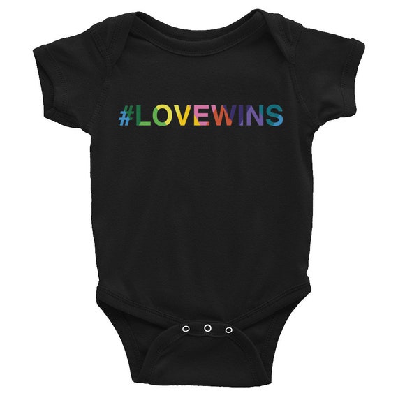 Hider House Infant Bodysuit Baby One-Piece Love Wins Rainbow Colorful Infant Short Sleeve Snapsuit Child Creeper