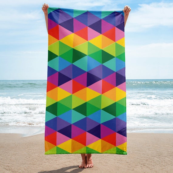 Colorful Towel Abstract Beach Towel Art Towel Custom Beach Towel Rainbow Towel Bath Towel Beach Lovers Gifts for Her