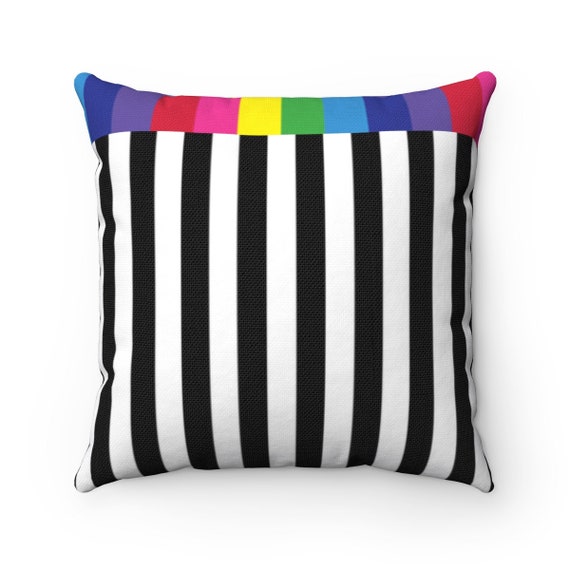 The Black and White Collection: Spun Polyester Striped Square Pillow
