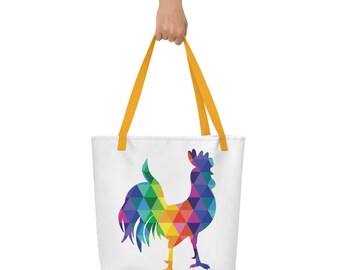 Tote Bag Colors Of The Rainbow The Rockin' Rooster Beach Bag Rainbow Rooster Gift - 16" x 20"