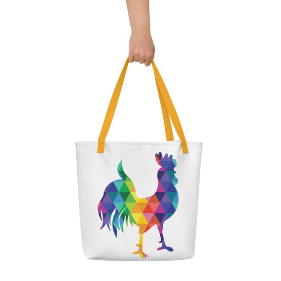 Tote Bag Colors Of The Rainbow The Rockin' Rooster Beach Bag Rainbow Rooster Gift - 16" x 20"