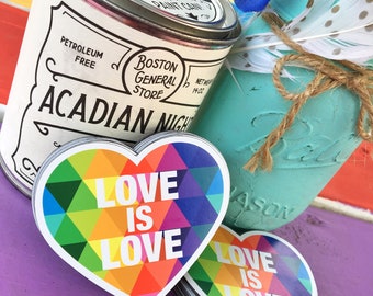 Love Is Love Car Magnet or Fridge Magnet Custom Heart Decal Lovey Dovey Heart Gifts - Pride Magnet - Rainbow Gifts