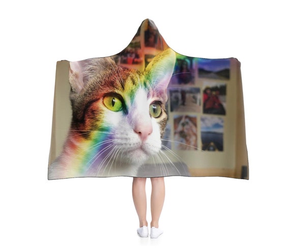 Custom Hooded Blanket - Animal Blanket With Hood - Huggable Hooded Blanket - Add Your Own Photo - Adults and Kid Sizes (See All Photos)