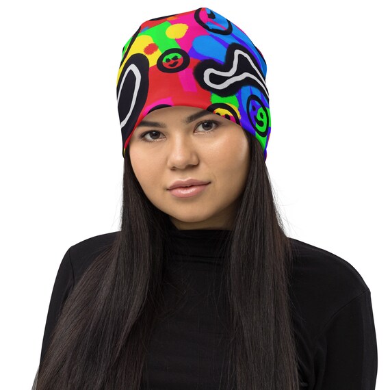 Smiley Face Rainbow Happy to Be Me Beanie