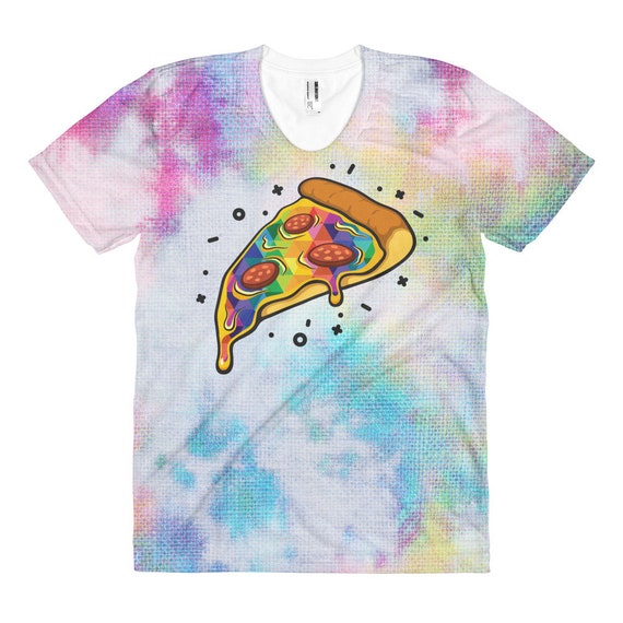 Pizza Tie Dye Colorful Rainbow Women's sublimation t-shirt for Pizza Lovers or as Pizza Gift