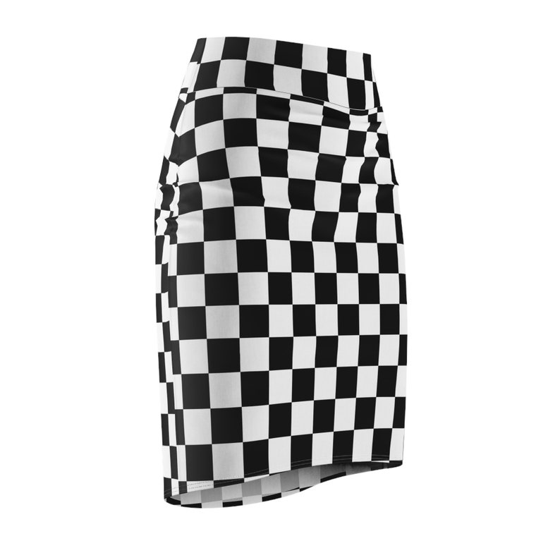 Women's Pencil Skirt Black and White Checkered Collection Fun Fashion for Everyone Trendy Design Square image 3