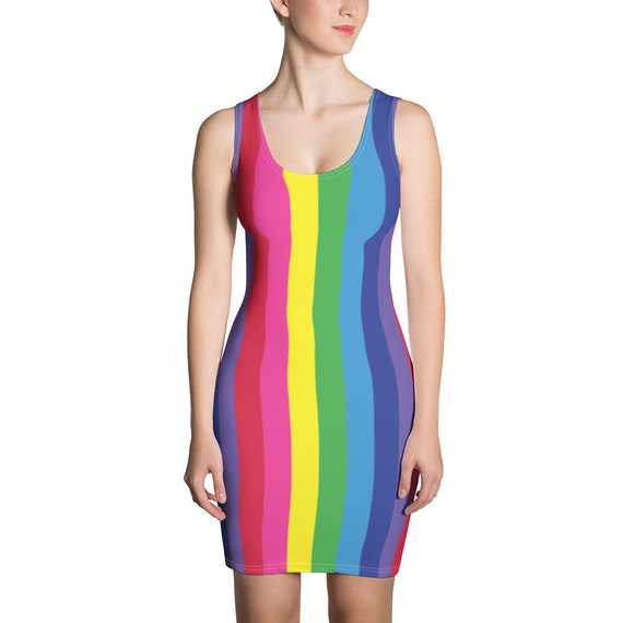 The Vivid Collection: Rainbow Striped Fitted Dress