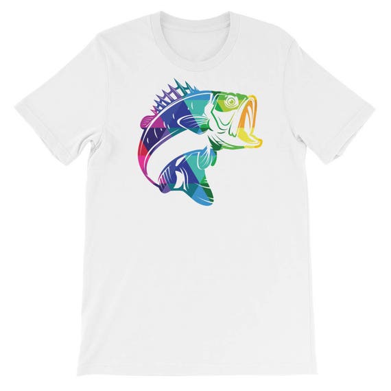 Unisex Short-Sleeve T-Shirt - Colorful Fish - Sport Fishing - Fishing Tshirt for Bass Fisherman - Fishing Gifts - Gifts for Him or Her
