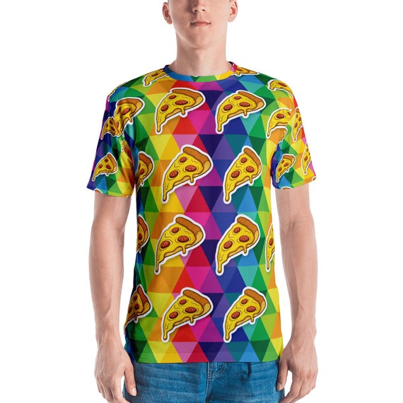 Men's T-shirt Colorful Pizza Tee Funny Hungry Shirt for Pizza Lovers