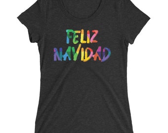 Feliz Navidad Ladies' short sleeve t-shirt Colorful Christmas Shirt Gift