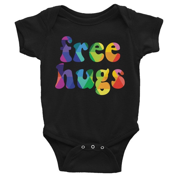 Colorful Free Hugs Baby Snapsuit Gift for Him or Her Rainbow Infant Bodysuit Baby Shower Gift for Baby One-piece