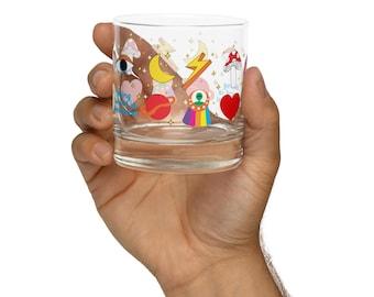 Being Weird Is Beautiful Whiskey Glass | Rainbow Retro Rocks Glass | Colorful Cocktail Glass | Quirky Gift for Whiskey Lovers | Hider House