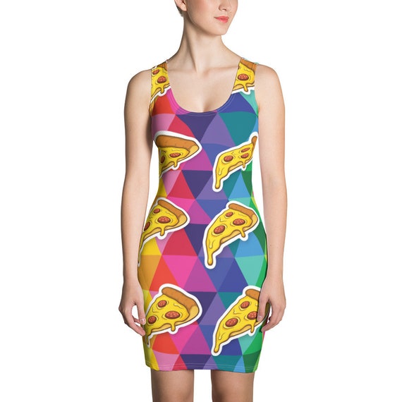 Colorful Pizza Dress for All the Pizza Lovers Out There or Gifts for Her Funny Outfit Christmas Present