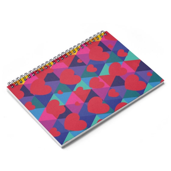 Colorful Hearts Spiral Notebook - Ruled Line - Gift for Her