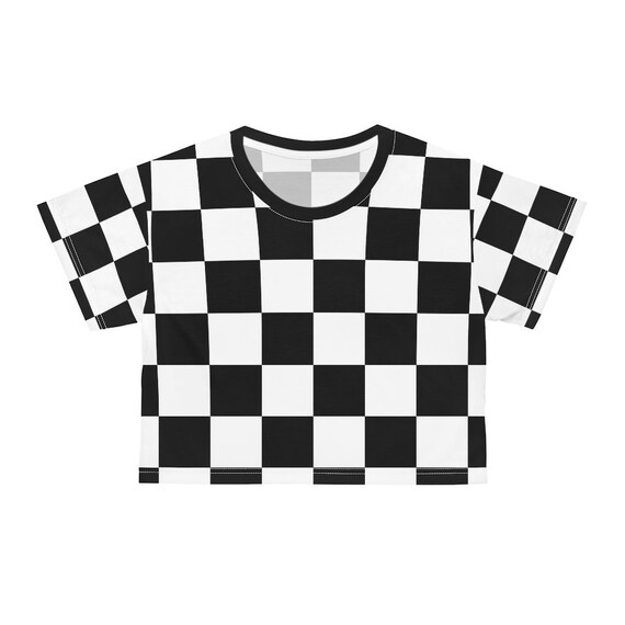 Crop Tee - Black and White Checkered Collection - Fun in the Sun at the Beach or By the Pool - Summertime Wear - Festival Top
