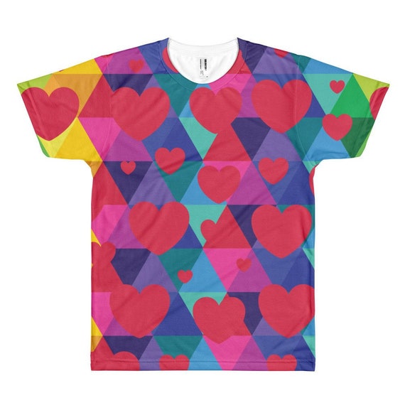 Colorful Valentines Heart Short sleeve men’s t-shirt for Valentines