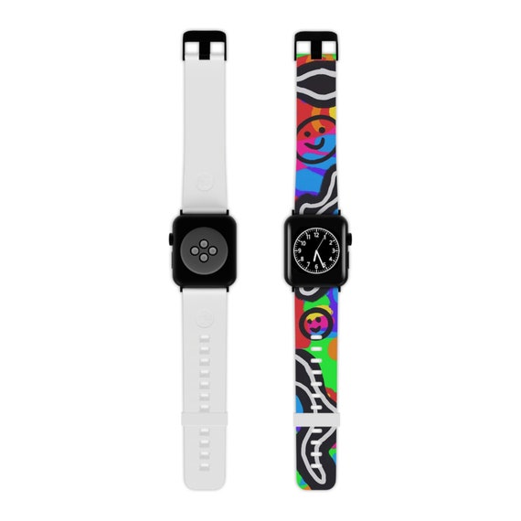 Colorful Watch Band for Apple Watch with Smiley Faces and Rainbow Colors - Bright and Bold for the Wild Side of You