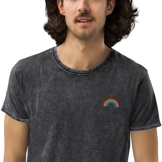 Denim Rainbow Embroidered T-Shirt