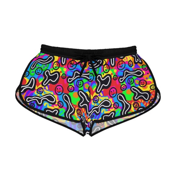 Smiley Face Rainbow Happy to Be Me Women's Relaxed Shorts