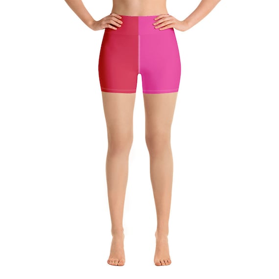 Red + Pink Two Toned Yoga Shorts