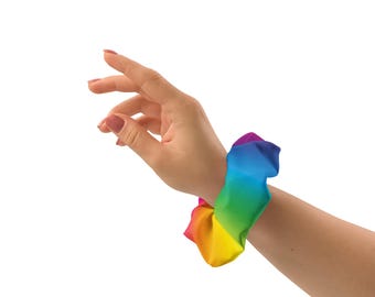 Rainbow Twist Scrunchie – Color Pop Hair Tie with Bow – Vibrant Multicolor Hair Accessory – Fun Gift for Women & Teens - Hair Accessories