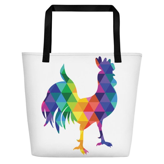 Tote Bag Colors Of The Rainbow The Rockin' Rooster Beach Bag Rainbow Rooster Gift