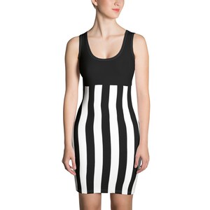 The Sexy Beetlejuice Dress Black and White Striped Dress image 1