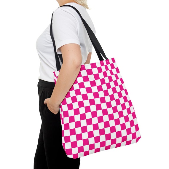 Pink Checkered Tote Bag - Etsy