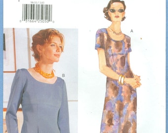 1997 Misses' Fitted Bodice Dress with Raised Waist Uncut Factory Fold Size 14,16,18 - Very Easy Very Vogue Sewing Pattern 9610