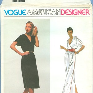 1990s Misses Blouson Dress Gown and Straight Skirt by Designer Kasper UC FF Size 10 Or 14 Vogue American Designer Sewing Pattern 2278 image 2