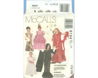 1992 Childrens' or Girls The Glamour Girls Costume Bride Fairy Princess Morticia Goth UC FF Size 3,4 - McCall's Costumes Sewing Pattern 6154