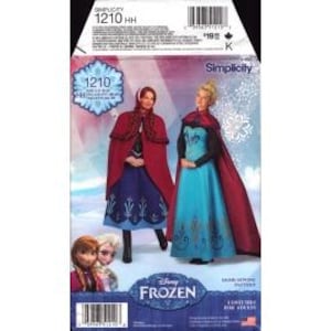 2014 Misses Disney Frozen Anna Travel Dress Cape Hat & Elsa Coronation Dress Cape Uncut   Size 6,8,10,12 - Simplicity Sewing Pattern 1210