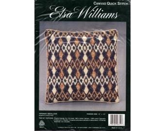 2000s Elsa Williams NIP DIY Tipperary Medallions Canvas Quick Stitch Kit by Designer Shirley Delph 12" x 12" - JCA Kit 06341