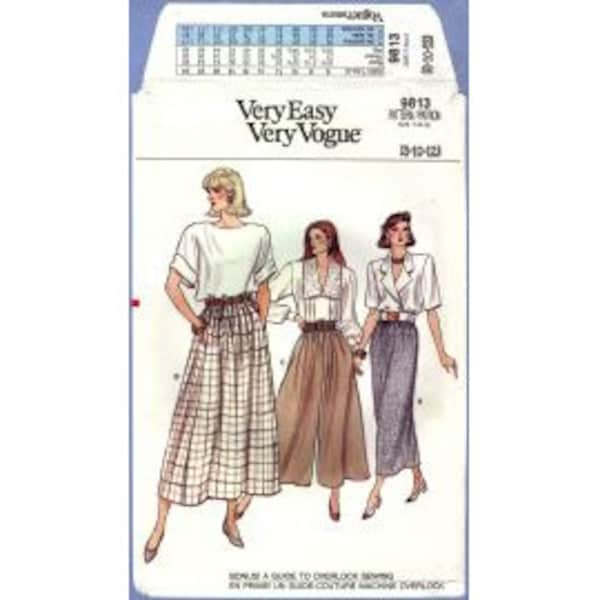 1987 Misses Straight or Dirndl Full Skirt or Slightly Flared Culottes Uncut Factory Fold Size 8,10,12 - Vogue Sewing Pattern 9813